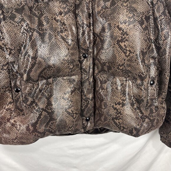 Blank NYC Brown Snakeskin Puffer Jacket Women's Size L - Picture 2 of 11
